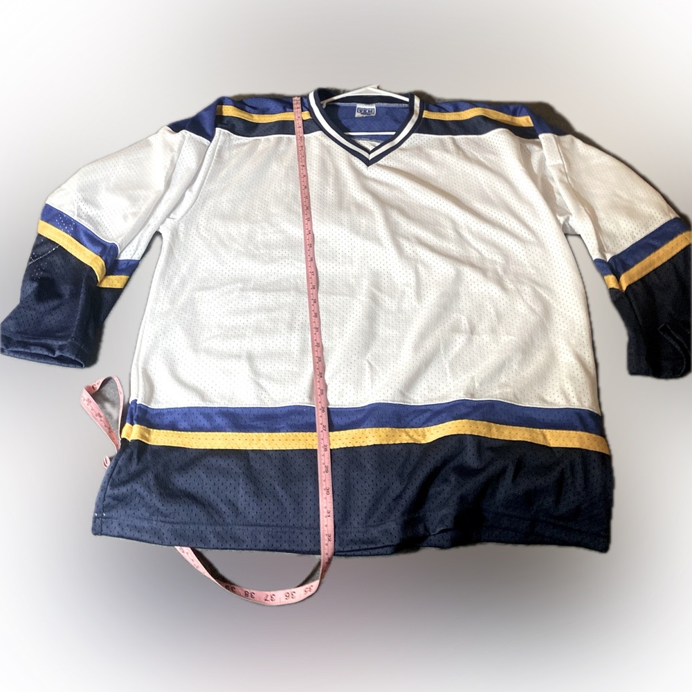 Blue and yellow hockey jersey